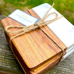 Threshold Wood and Marble Coasters NWT